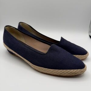 Daniel Green Navy Canvas Espadrille Flats Slip On US 9